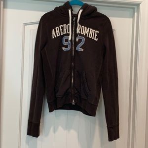 Brown Abercrombie & Fitch Zip-up Sweater